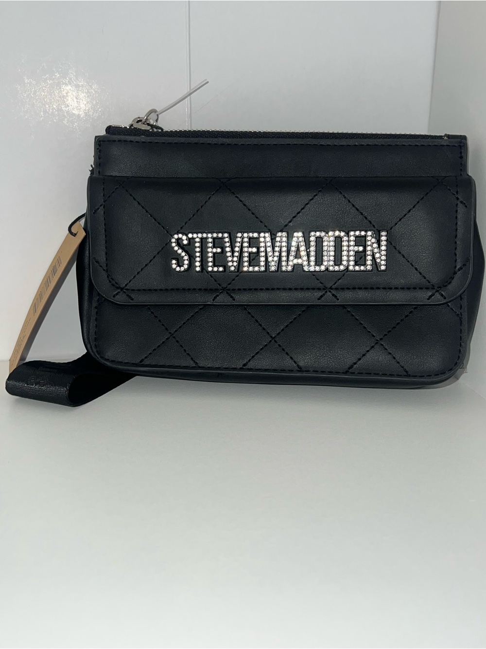 Steve Madden Black Wrislets with Crystal Logo